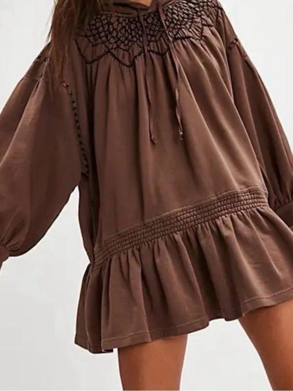 Free People Marty Smocked Hooded Dress NWT $198 Retail Sold Out